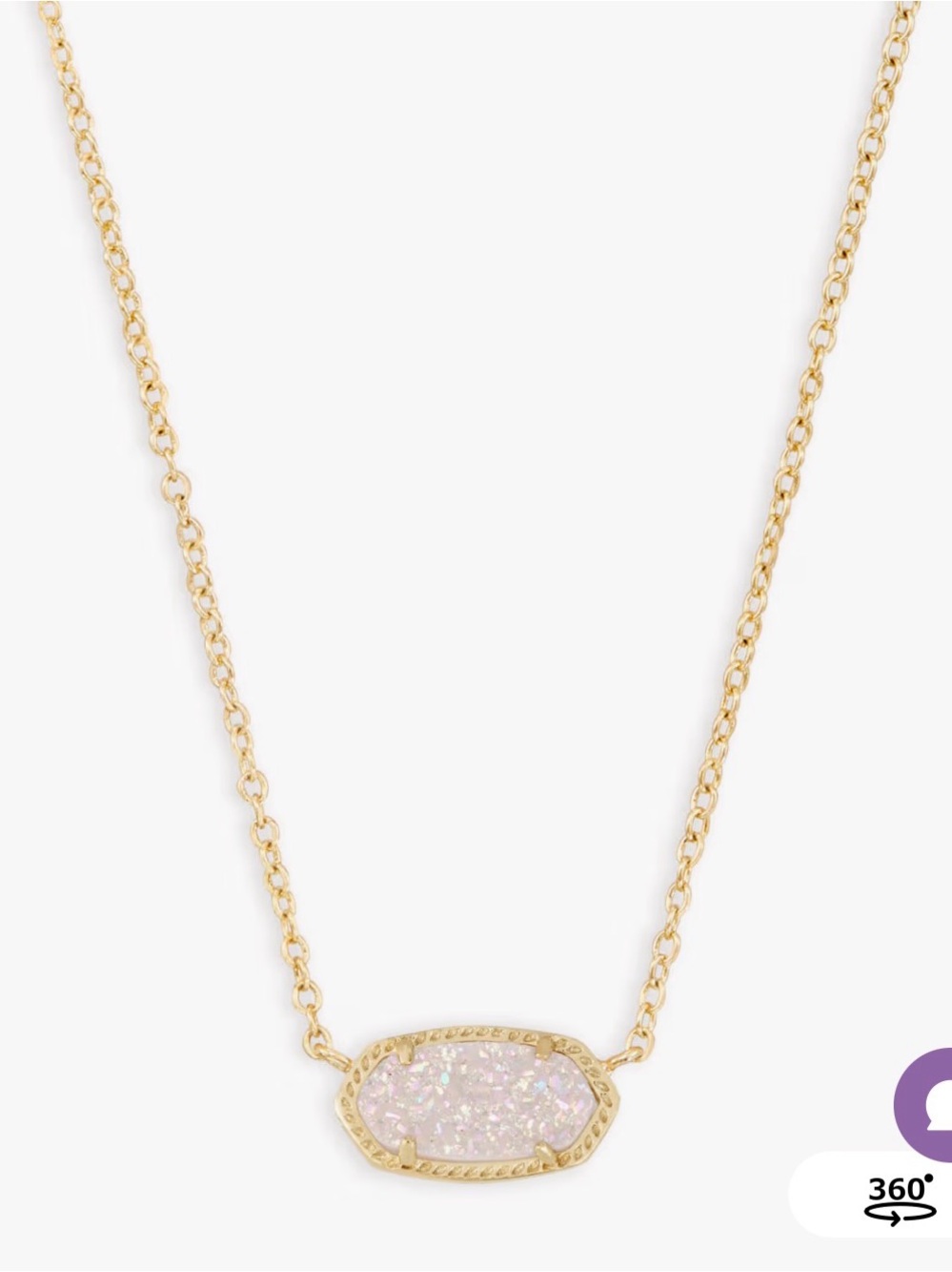 SET Kendra Scott -Elisa Gold Pendant Necklace & Drop Earring in Iridescent Drusy